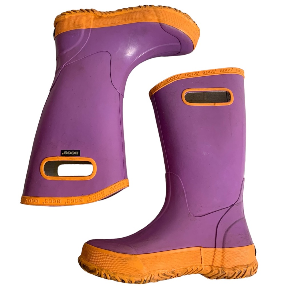 Bogs Girl’s Sz 2 Lavender & Orange Rain Boots